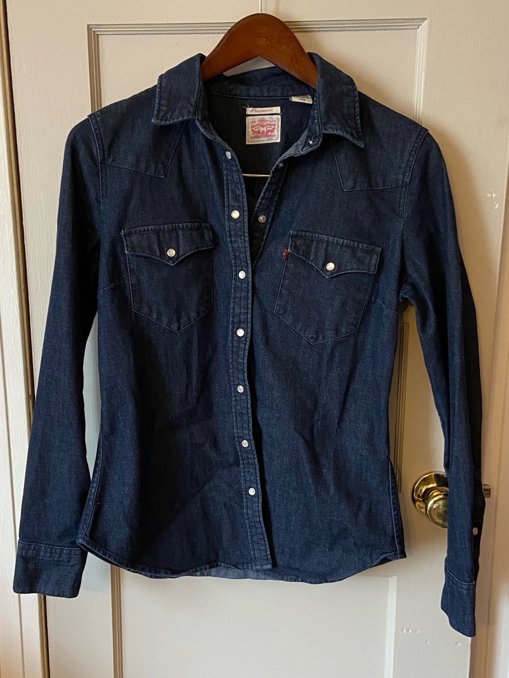 Levi’s Dark Wash Western Pearl Snap Button Down Shirt
